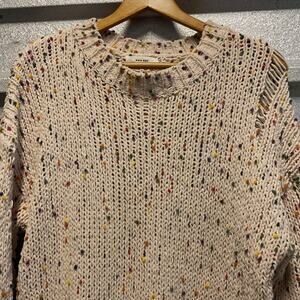 Mod Ref confetti‎ multicolored pom Pom loose knit crew neck sweater